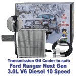 Dual Heavy Duty Transmission Oil Cooler Kit to suit Ford Ranger Next Gen 3.0L V6 Diesel with 10 Speed Auto