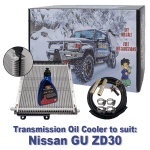 Nissan GU Patrol ZD30 suitable Heavy Duty Transmission Oil Cooler Kit with added Power Steering Cooler - 4 Speed